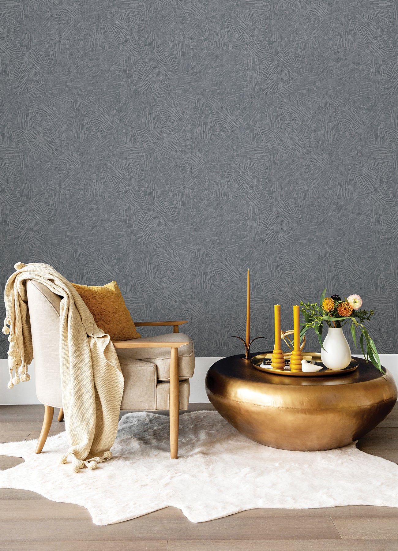 Advantage 4082-382031 Agassiz Grey Burst Wallpaper