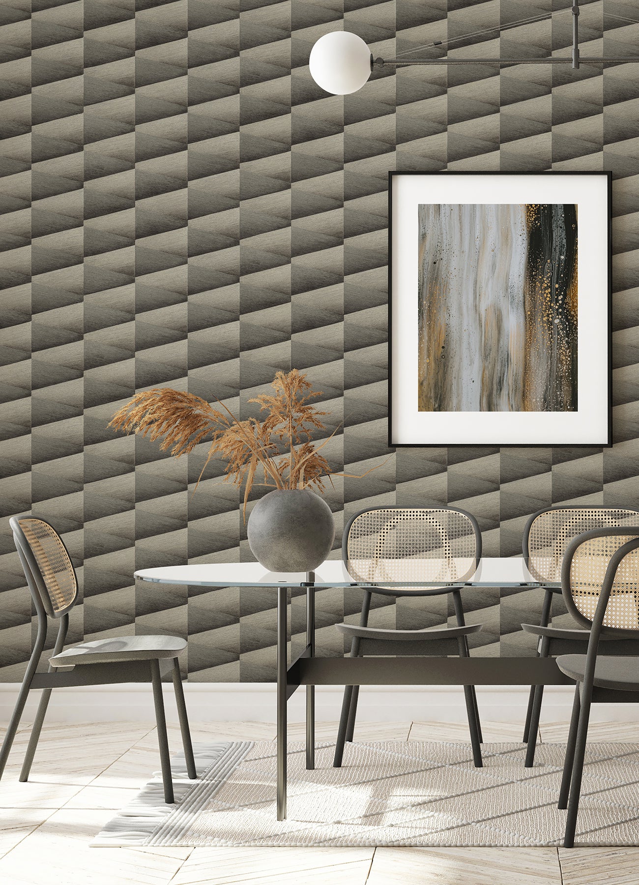 Advantage 4096-554663 Shae Dark Grey Geo Wallpaper