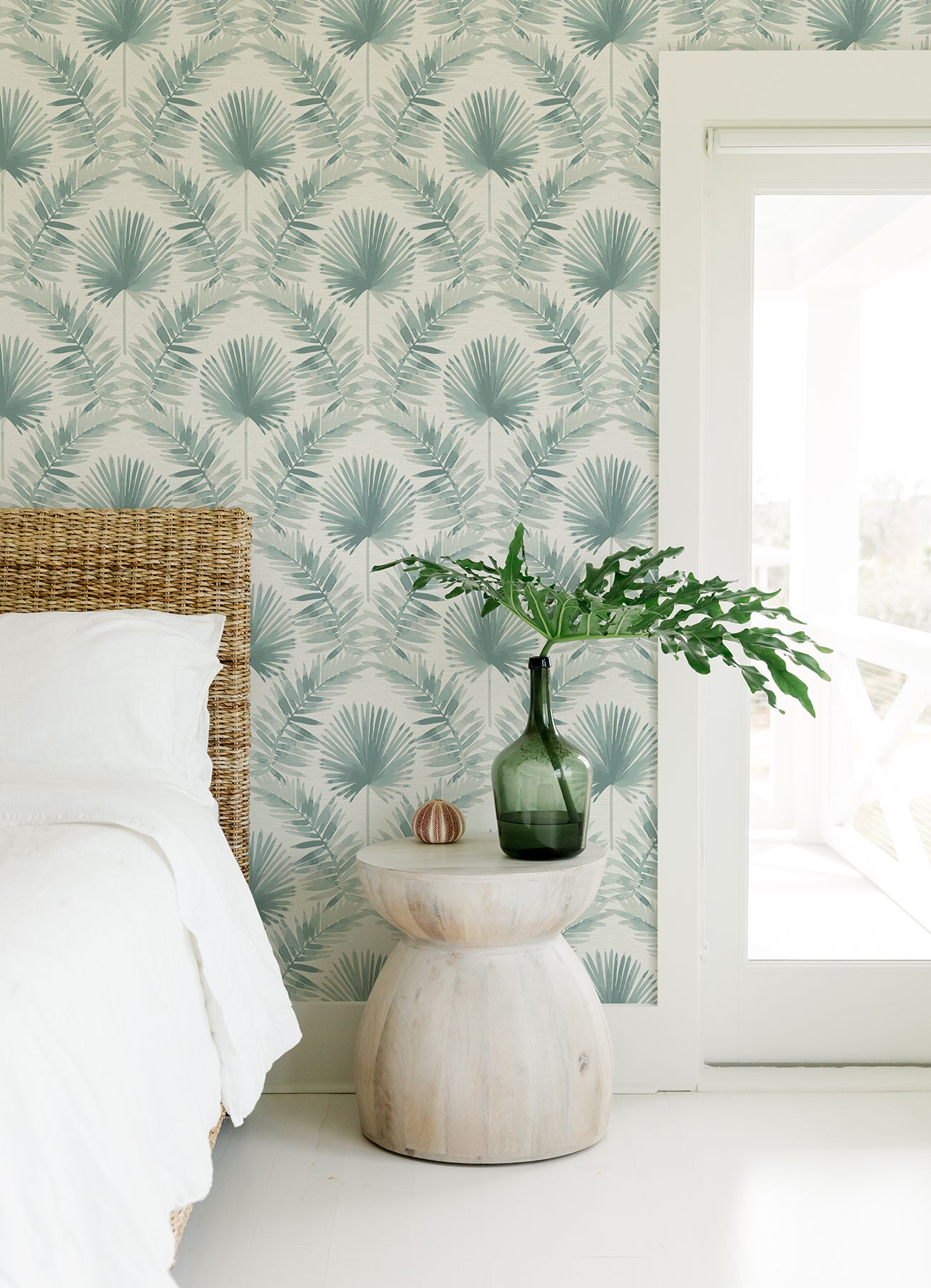 A-Street Prints 4121-26912 Calla Teal Painted Palm Wallpaper