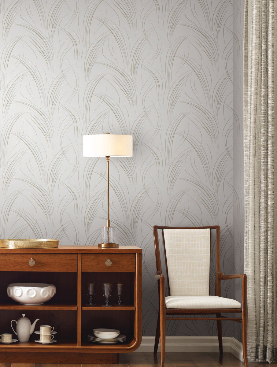 York Wallcoverings EV3939 Graceful Wisp White Wallpaper