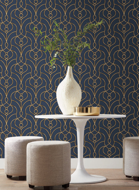 York Wallcoverings EV3946 Divine Trellis Blue Wallpaper