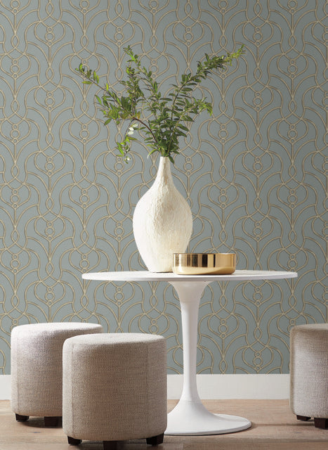 York Wallcoverings EV3948 Divine Trellis Blue Wallpaper