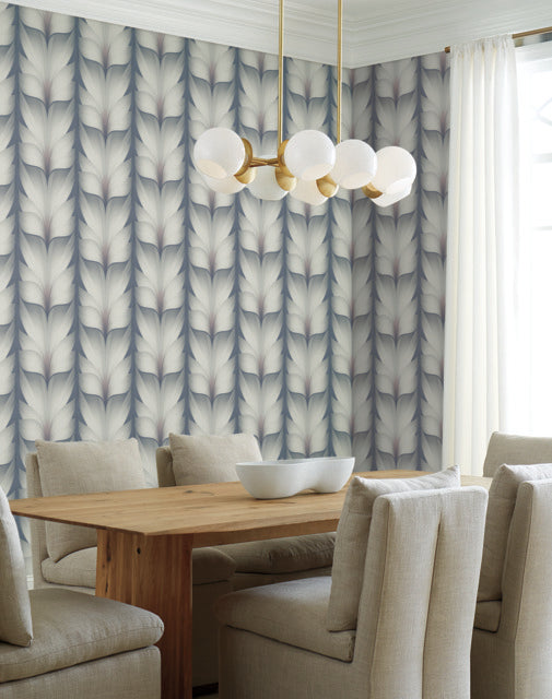 York Wallcoverings EV3951 Lotus Light Stripe Blue Wallpaper