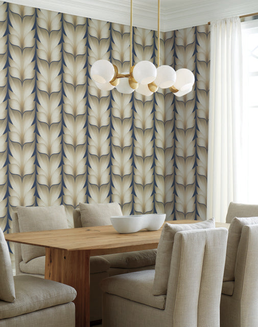 York Wallcoverings EV3956 Lotus Light Stripe Blue Wallpaper