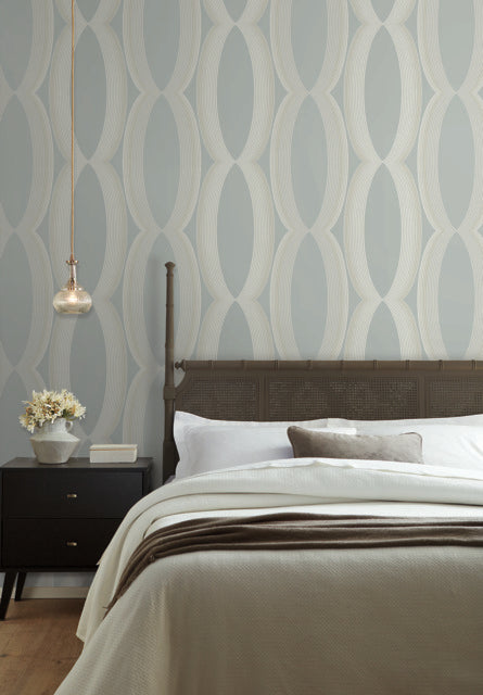 York Wallcoverings EV3985 Progression Ogee Blue Wallpaper