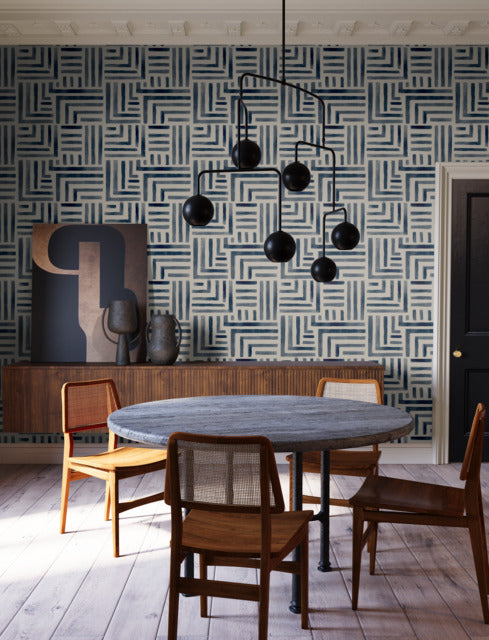 York Wallcoverings LM5361 Painterly Labyrinth Blue Wallpaper