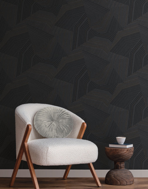 York Wallcoverings OI0614 Dotted Maze  Black Wallpaper