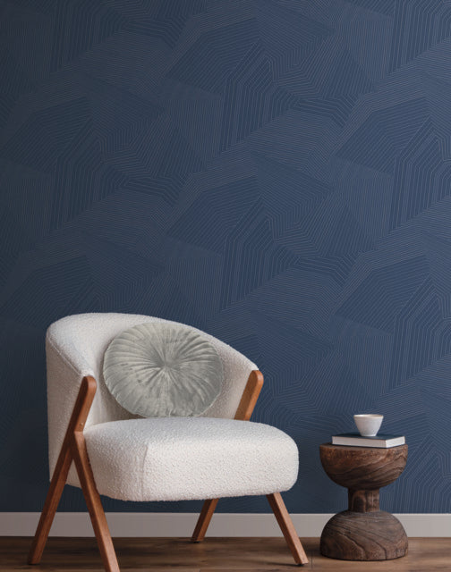 York Wallcoverings OI0616 Dotted Maze Navy Wallpaper