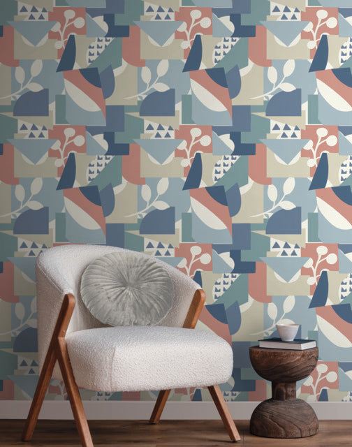 York Wallcoverings OI0674 Cut Outs Blue Wallpaper