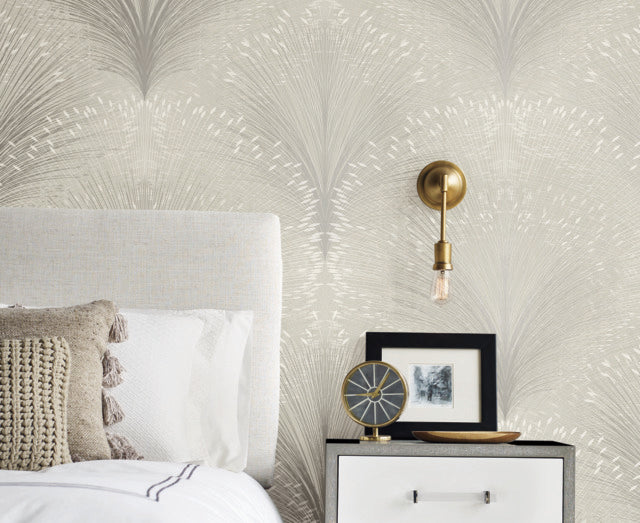 York Wallcoverings OI0684 Papyrus Plume Grey Wallpaper