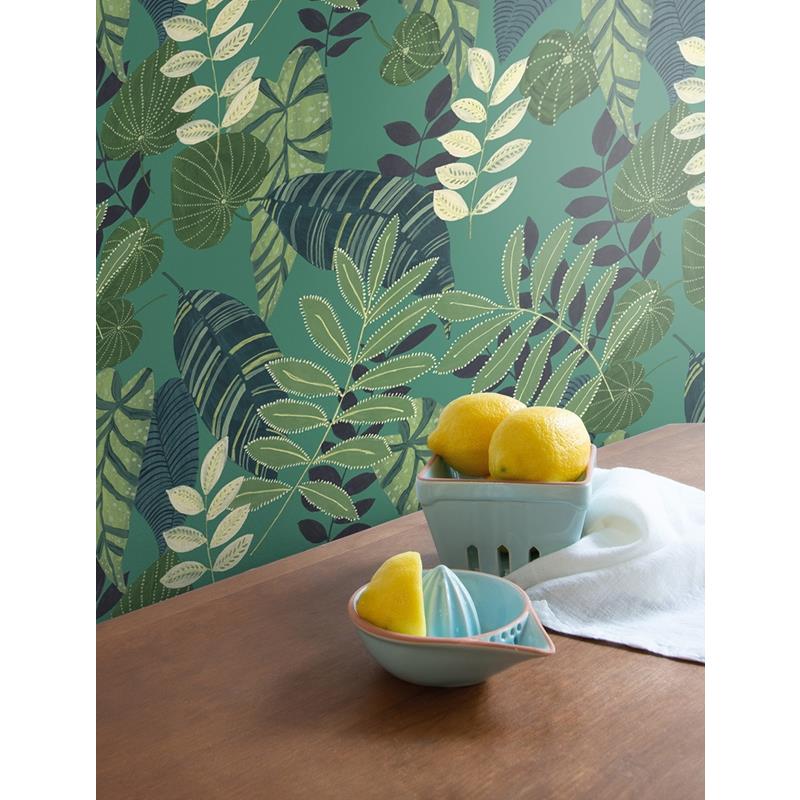 Seabrook RY30914 Tropicana Leaves Green Wallpaper