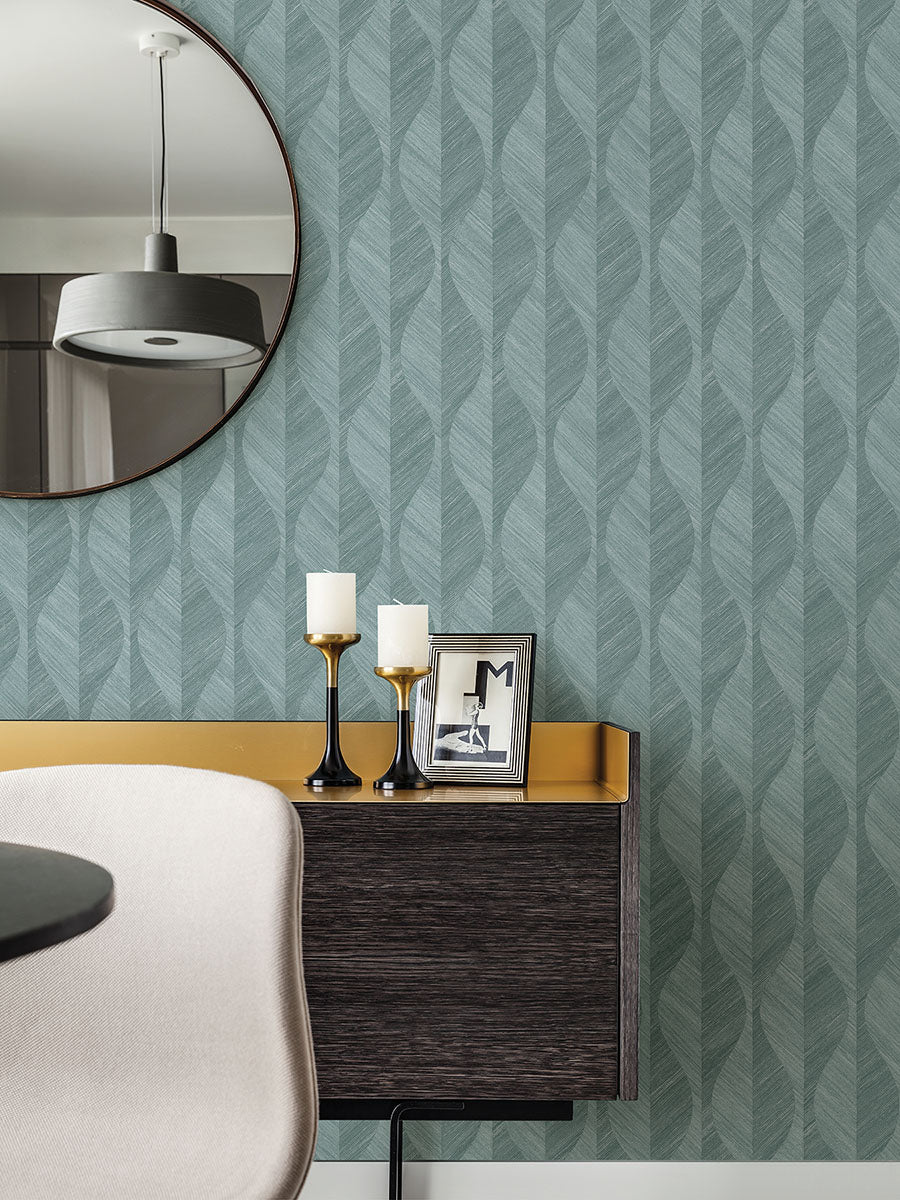Advantage 4025-82505 Oresome Teal Ogee Wallpaper
